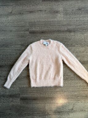 Calvin Klein Blush Pink Fuzzy Knit Sweater Size Small Soft Cozy Pullover